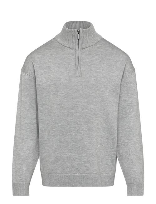 Sweater Fineknit Halfzip Lindex Grey