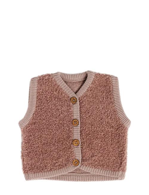 Vest W. Buttons, Bouclé Merino Wool, Rose Smallstuff Pink