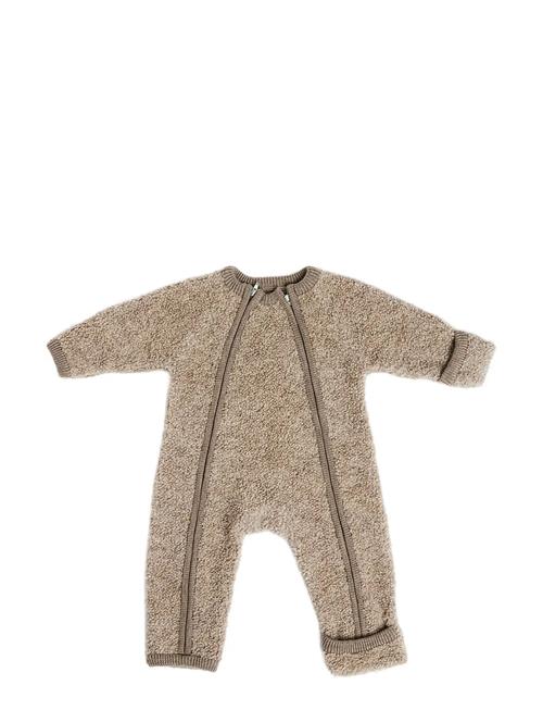 Jumpsuit W. Zipper, Bouclé Merino Wool, Natur Melange Smallstuff Beige