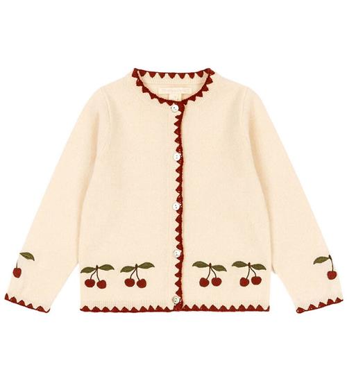 Konges Sløjd Cardigan - Uld - Collette - Off White m. Kirsebær
