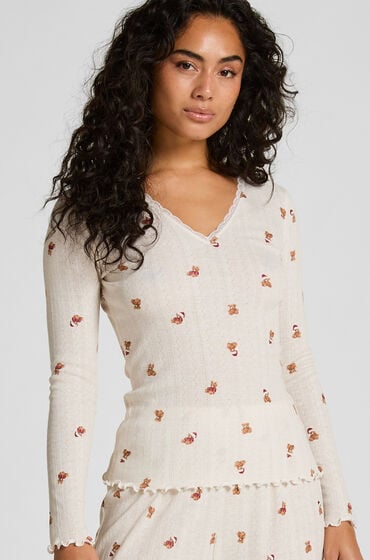 Hunkemöller Pyjamastop Pointelle hvid