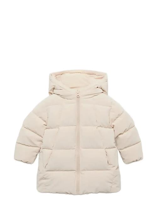 Long Padded Anorak With Hood Mango Cream
