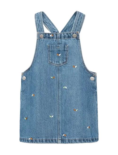 Embroidered Denim Pinafore Dress Mango Blue
