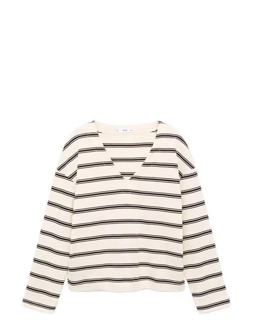 Striped Cotton-Blend Sweatshirt Mango Beige