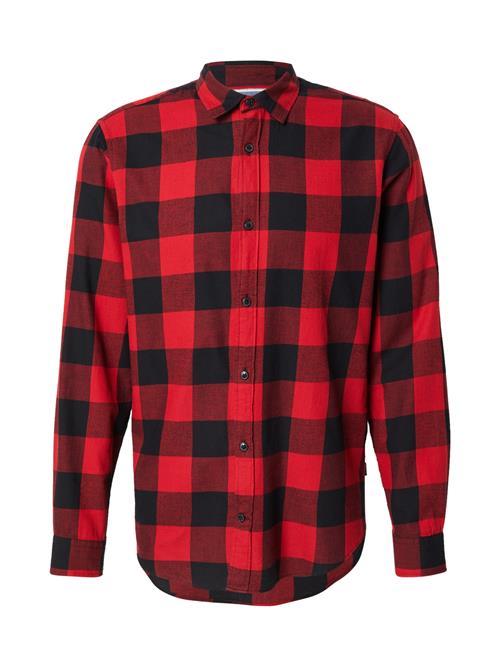 JACK & JONES Skjorte 'Gingham'  blodrød / sort