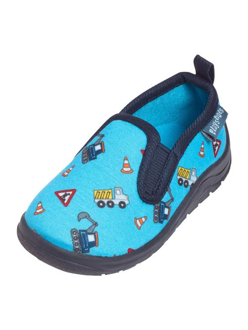 PLAYSHOES Hjemmesko 'Baustelle'  turkis / mørkeblå / blandingsfarvet