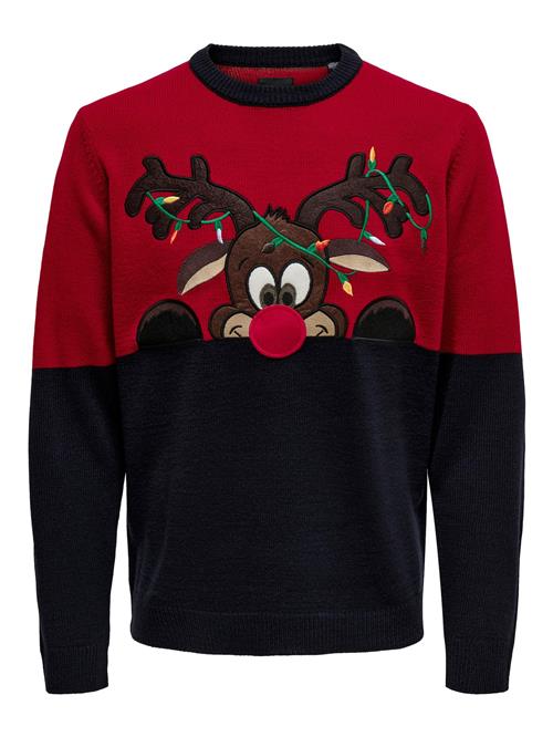 Only & Sons Pullover  brun / mørkerød / sort / hvid