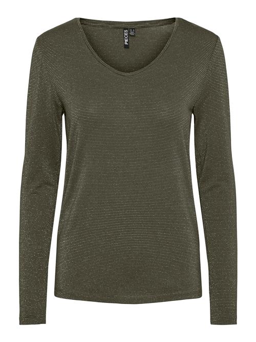 PIECES Shirts 'PCBillo'  mørkegrøn / sølv