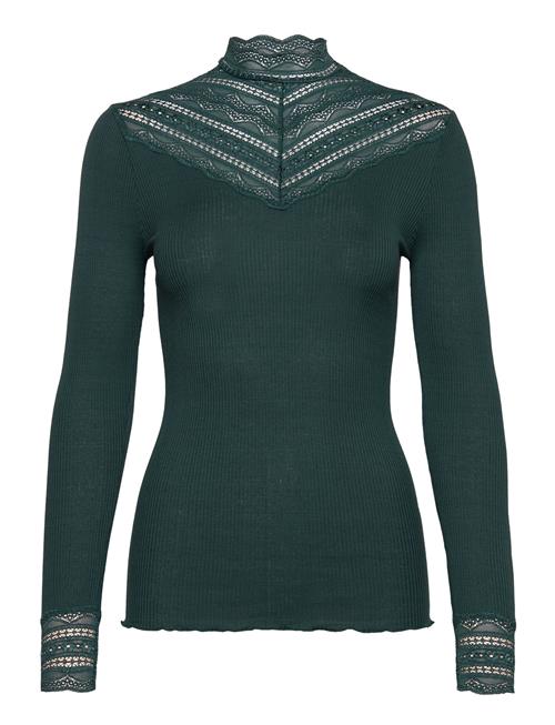 Rwbenita Silk Ls Lace T-Neck T-Shi Rosemunde Green