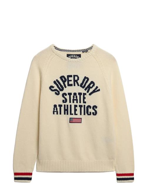 Slouchy Intarsia Graphic Knit Superdry Cream