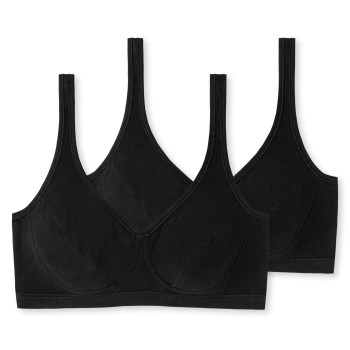 Schiesser BH 2P 95-5 Organic Cotton Bustier With Cups Sort bomuld A 85 Dame
