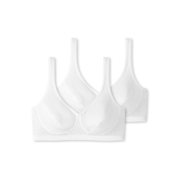 Schiesser Bh 2P 95-5 Organic Cotton Bustier With Cups Hvid bomuld B 80 Dame