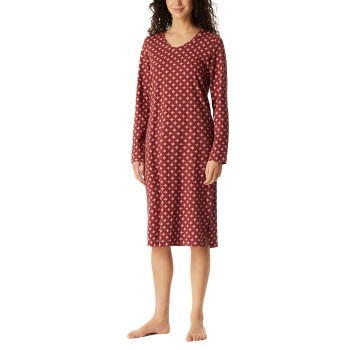 Schiesser Comfort Essentials Longsleeve Sleepshirt Rød bomuld 42 Dame
