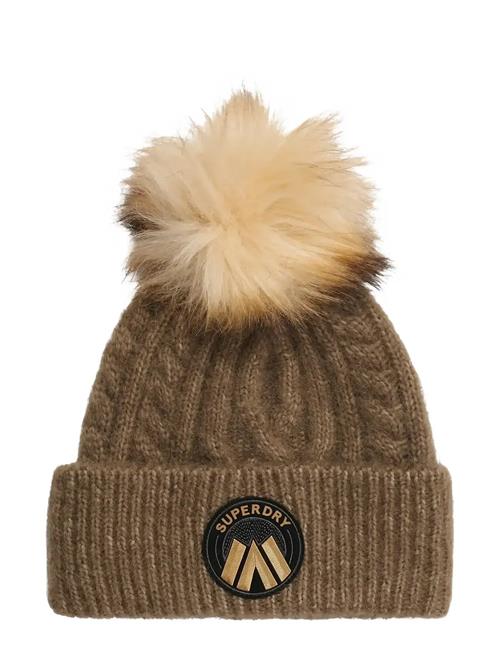 Cable Luxe Knit Beanie Hat Superdry Beige