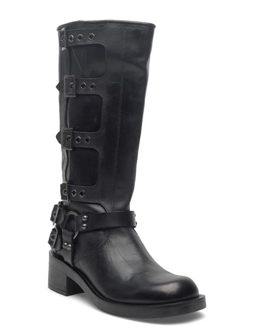 Biaharper Buckle Biker Boot Pull Up Leather Bianco Black