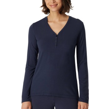 Schiesser Mix and Relax Shirt With Buttons Blå modal XX-Large Dame