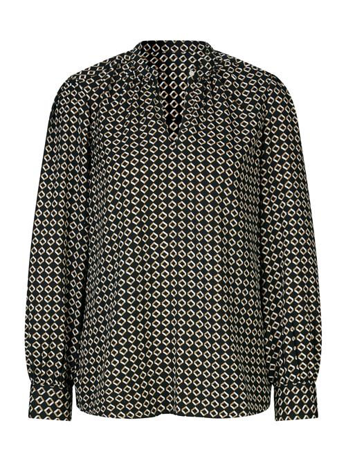 heine Bluse  camel / sort / hvid