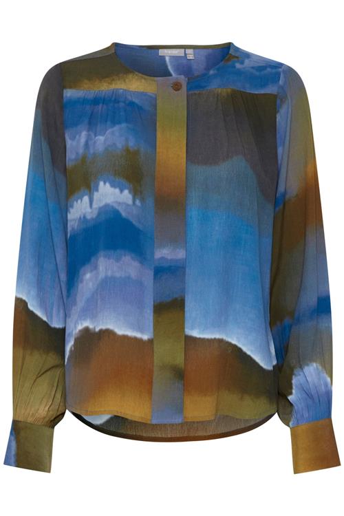 Fransa Bluse 'Rebekka'  blå / himmelblå / khaki / oliven