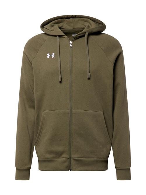 UNDER ARMOUR Sportssweatjakke 'Rival'  khaki / hvid