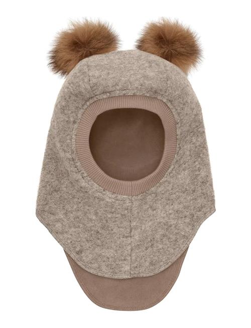 Balaclava Wool Alpaca Pompoms Huttelihut Beige