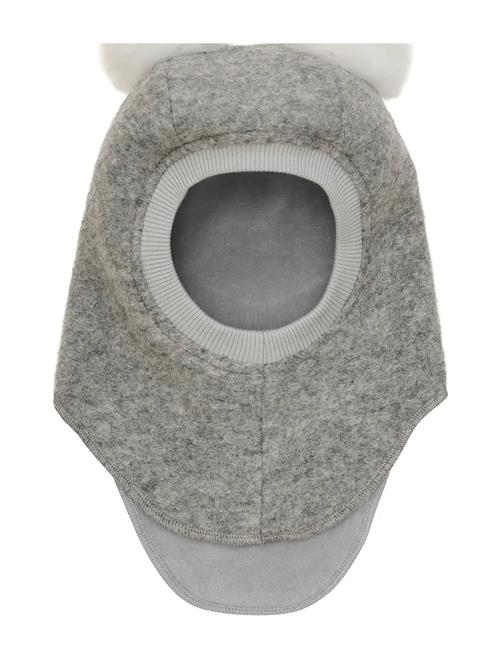Balaclava Wool Alpaca Pompoms Huttelihut Grey
