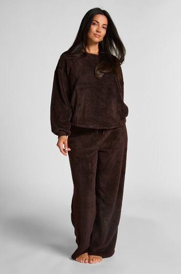 Hunkemöller Langærmet top i blød fleece Brun