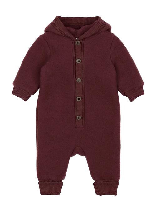 Wool Baby Suit W. Hood Mikk-line Burgundy