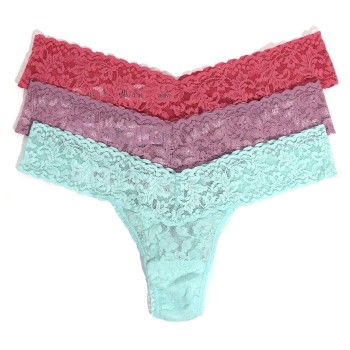 Hanky Panky Trusser 6P Low Rise Lace Thong Blå/Lila nylon One Size Dame