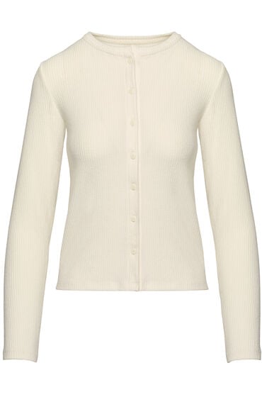 Hunkemöller Ribstrikket Cardigan i Jersey Hvid