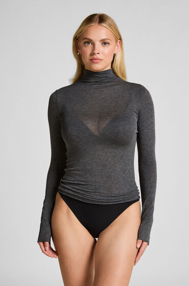 Hunkemöller super soft rullekrave bluse med cashmere Grå
