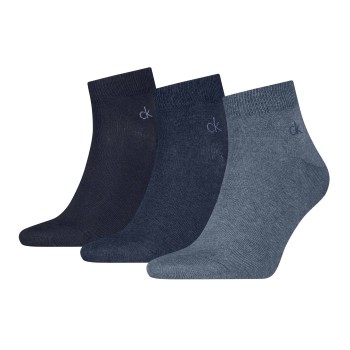 Calvin Klein Strømper 3P Classic Quarter Socks For Men Marine/Blå Str 39/42 Herre