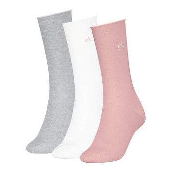Calvin Klein Strømper 3P Classic Socks For Women Rosa/Grå Str 35/38 Dame