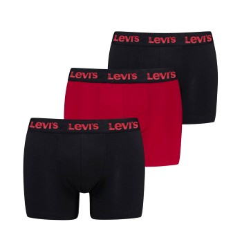 Levis 3P Repeat Logo Boxer Brief Multi Sort/Rød bomuld X-Large Herre