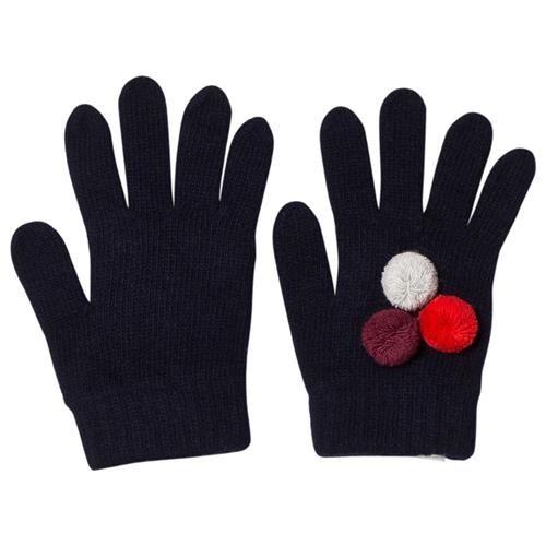 Il Gufo Navy and Multi Pom Pom Knit Gloves 9 months      kvinde