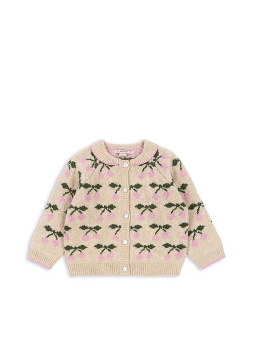 Konges Sløjd Belou Cardigan Med Strikket Krave Cherry  Cherry 2 Y  Beige  2 år  kvinde