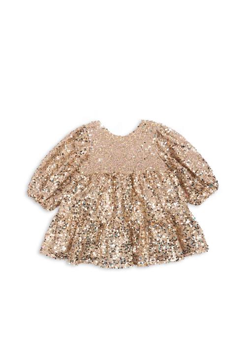 Konges Sløjd Lila Kjole Med Pailletter Og Sløjfe Gold Glitter  Gold Glitter 3 Y  Guld  3 år  kvinde