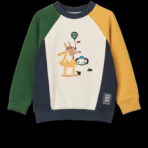 Liewood GOTS Aude Sweatshirt Med Placering Friends / Sandy / Classic Navy Multi Mix  Placement Sweatshirt-98/104 cm  Marineblå  98/104 cm  unisex