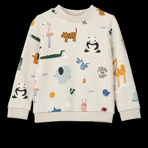 Liewood GOTS Thora Trykt Swearshirt Around The World / Sandy  Printed Swearshirt-86/92 cm  Beige  86/92 cm  unisex