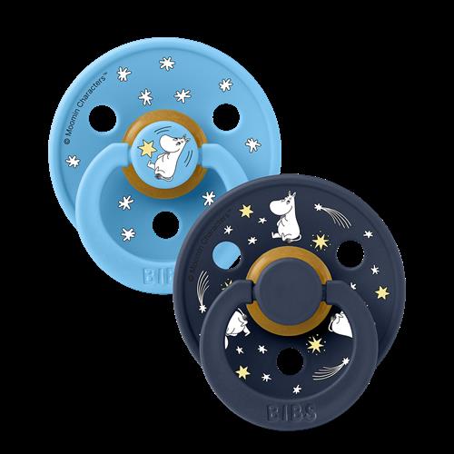 BIBS Bibs X Moomins Good Night 2-pak Latex-sutter Breeze Deep Space  Breeze Deep Space 0+ Months Latex Blå  0+ måneder  unisex