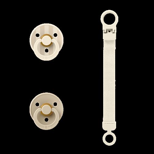 BIBS BIBS Gavesæt Med Sut Og Løkkeklemme Ivory  Ivory 0+ Months  Hvid  0+ måneder  unisex