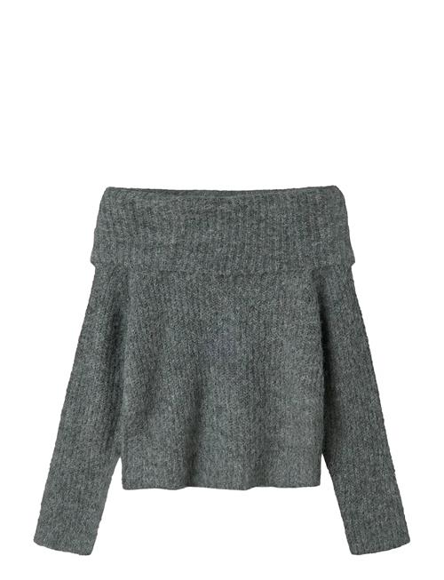 Nlfnulo Ls Short Fold Down Knit LMTD Grey