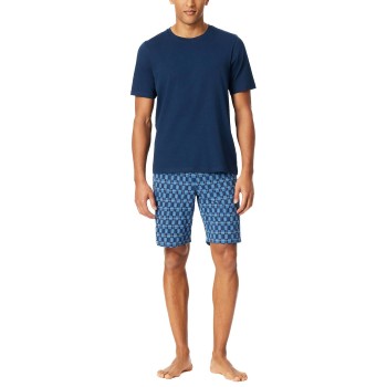 Schiesser Casual Essentials Short Sleeve Pyjama Marine mønster bomuld XX-Large Herre