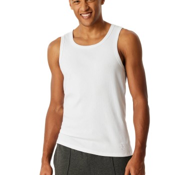 Schiesser Men Double Rib Tank Top Hvid bomuld Large