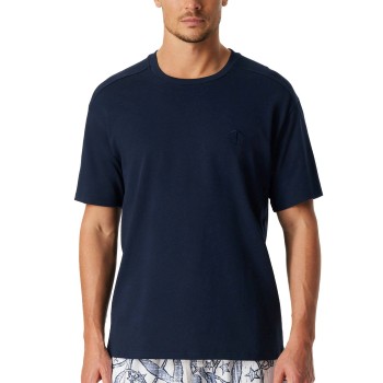 Schiesser Mix and Relax Men Short Sleeve Shirt Marineblå bomuld Small Herre