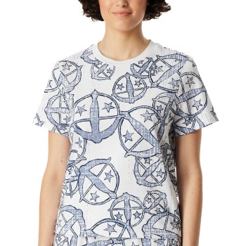 Schiesser Mix and Relax Short Sleeve Shirt Hvid Mønster bomuld Small Dame