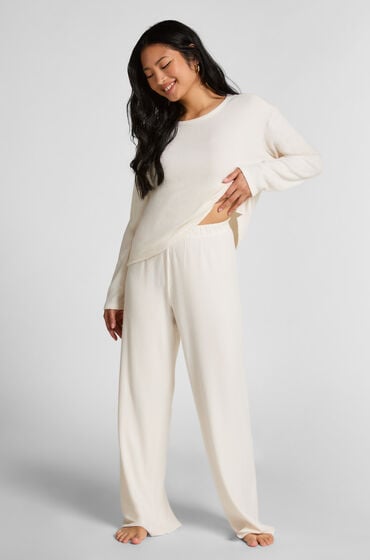 Hunkemöller Bukser i børstet jersey Hvid