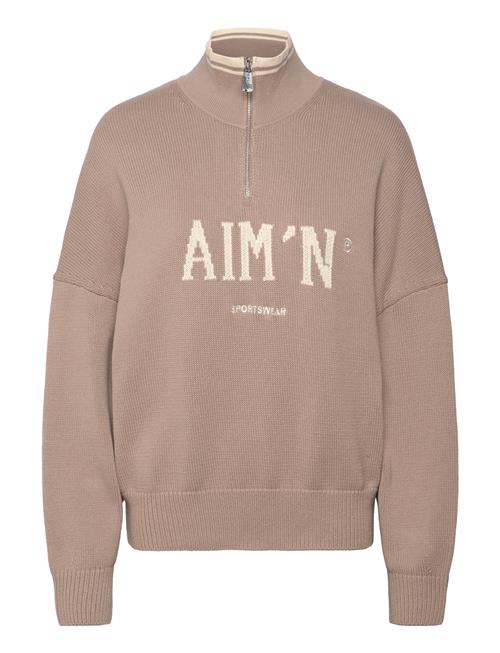 College Knitted Half Zip Aim´n Brown