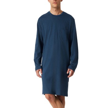 Schiesser Comfort Essential Longsleeve Sleepshirt Marineblå bomuld X-Large Herre