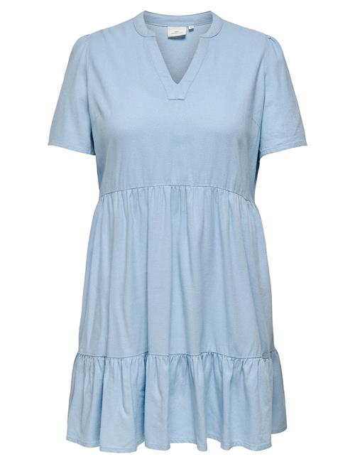 Cartiri-Caro S/S V-Neck Lin Dress Tlr ONLY Carmakoma Blue