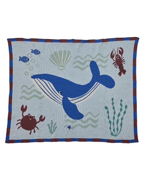 RICE A/S Baby-bomuldstæppe Blue Ocean  Blue Ocean One Size  Blå  One Size  mand
